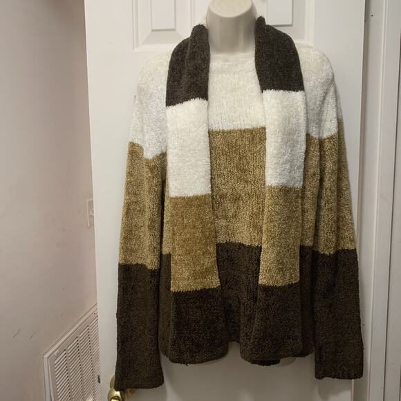 Vintage Premier International Chenille Sweater w/ Button-On Scarf M 90s Y2K - Picture 1 of 7